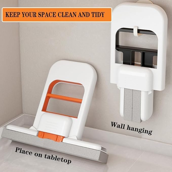 Mini Foldable Sponge Mop, Self-Squeeze Desktop Mop for Small Spaces, Wet & Dry Portable Cleaning Tool for Kitchen Countertops, Bathroom Sink, Glass, Car, RV, Dorm Room