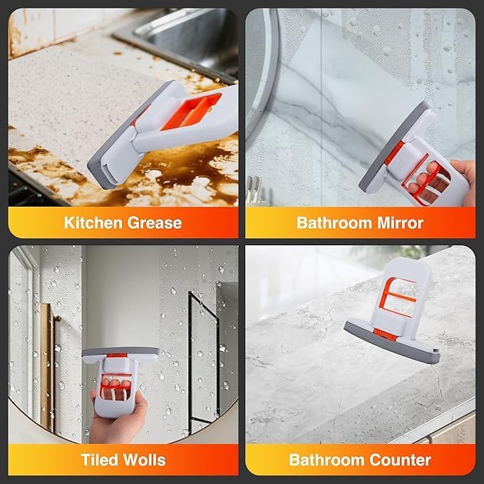 Mini Foldable Sponge Mop, Self-Squeeze Desktop Mop for Small Spaces, Wet & Dry Portable Cleaning Tool for Kitchen Countertops, Bathroom Sink, Glass, Car, RV, Dorm Room