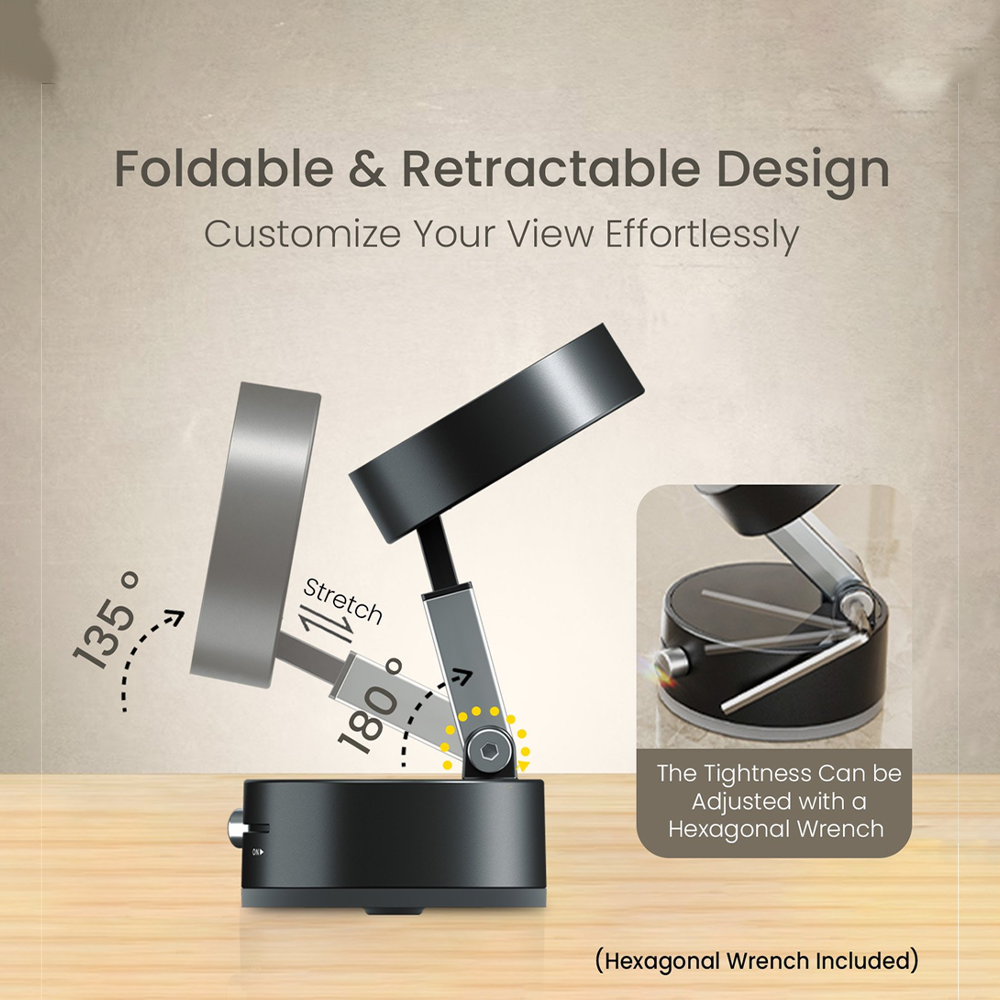 Magnetic Vacuum Suction Mobile Holder, Black                         Strong Magnetic Attachment Multiple Angle Adjustment Retractable Compatible with iPhone & Android Phone for Car, Desk, Mirror, Glass